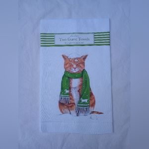 Mary Lake Thompson Cat Design Kitchen Towels Casual Decor Themed Green White